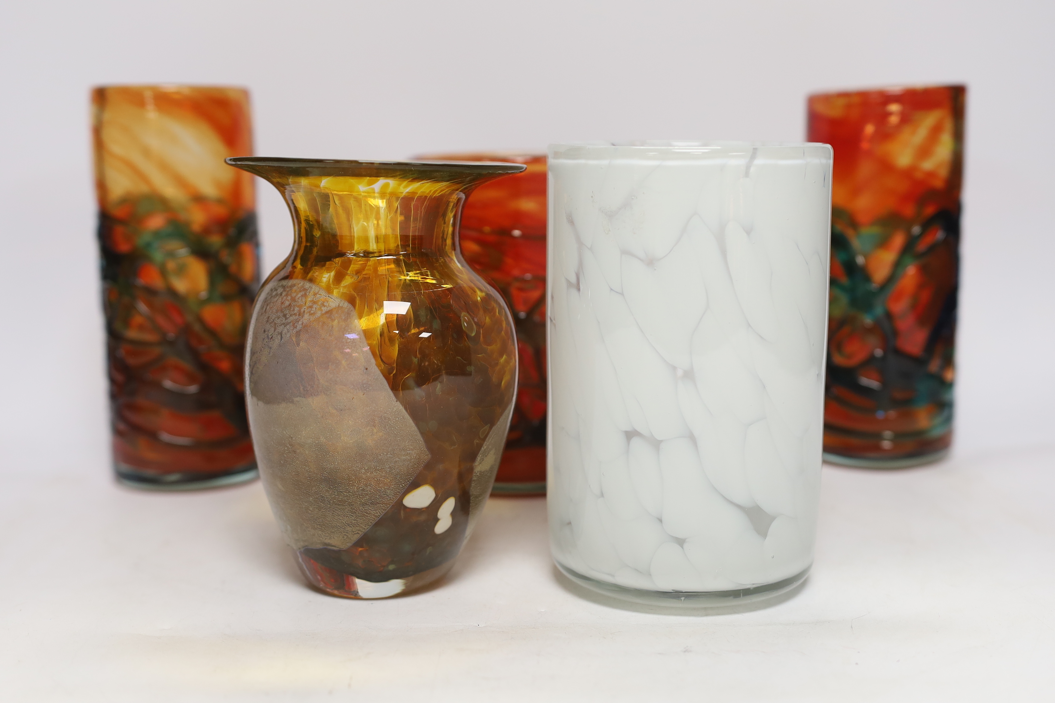 Eight pieces of Mdina art glassware including a piece of Valente, largest 20cm high